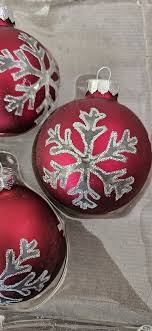 Rare Vintage RAUCH Set 4 Silver Glitter Snowflake Red Glass ...