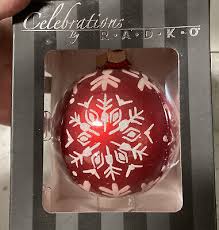 Celebrations By Radko 2008 Red W/Snowflakes Glass ...