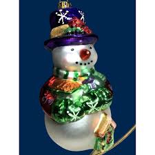 BK Snowman Glass Christmas Ornament With Purple Top Hat ...