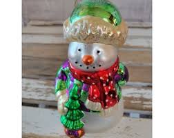 Vintage Glass Snowman Tree Ornament Xmas Holiday Tree Decor ...