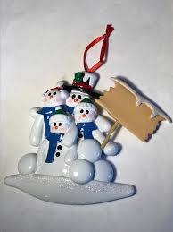 Personalized Snowman Snowball Family Ornament, Family of 4 ...