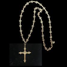 Sacred Heart Cross Fleur de Lys Cascade Chain Necklace in ...