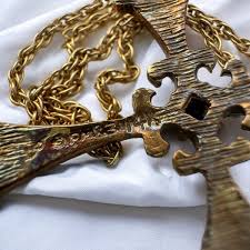 Franklin Mint Cross Pendant with Enamel, Sapphire, Pearls ...