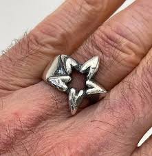 star of hearts ring ,silver, handmade,love jewelry,flower ...