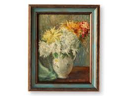 Early 1900s French Still Life Chrysanthemum Painting – Rose ...