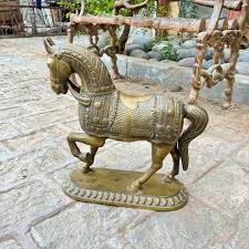 Exclusive Carved Brass Horse Statue, Old Art Piece, Animal ...