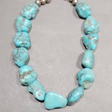 Extra large Turquoise Nugget Sterling Silver Necklace