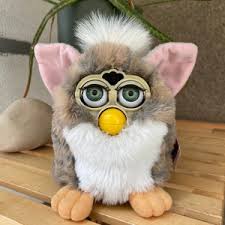 Grey Beige Furby Toy Church Mouse 1998 WORKING, Vintage Furby Beige Stripes and White Belly With Green Eyes, Tiger Electronics Vintage Toys - Etsy