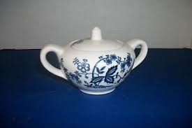 Vintage Sugar Bowl W/ Lid Japan Blue & White Floral Pattern - Used | eBay