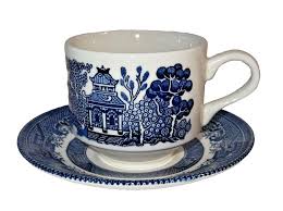 Blue Willow Porcelain Teacup and Saucer Churchill England | eBay