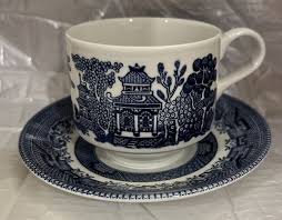 Vintage Churchill Royal Blue Willow Tea Cup Mug & Saucer ...