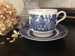 Churchill Blue Willow Cup and Saucer - Etsy