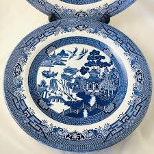 Vintage Churchill China Blue Willow Plates - Set of 3 | Chairish