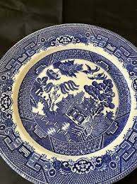 Antique Blue Willow Plate Staffordshire England Pottery Willow Transferware 10" | eBay