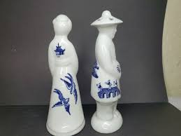 Vintage Blue Salt Pepper Shaker Man & Woman Figurine Couple ...