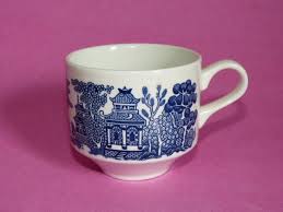 CHURCHILL BLUE WILLOW Teacup Coffee Cup Stoneware Chinese ...