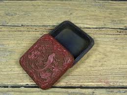 Old Collection Lacquer Red Carved Jewelry Box with Premium ...