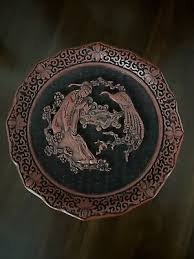 Vintage Asian The Five Perceptions of Weo Cho Cinnabar Plate ...