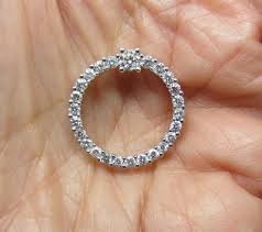 Vintage Solid 14K White Gold Circle of Life Diamond Slide ...