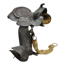 Vintage Late 20th Century Brown Tooled Leather Floral ...