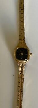 Citizen CQ Watch Women Gold Tone Black Dial 17mm Square ...