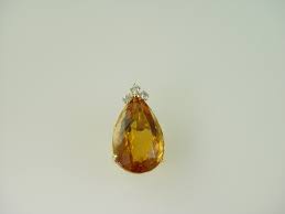 14KT Y/G Pear Shape Citrine 19.75/3 Dia's 0.20ct Enhancer ...