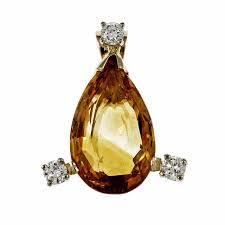 Vintage 1960 Yellow Orange Citrine Pendant 14k Yellow Gold ...
