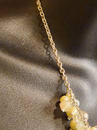 Vtg Y Drop Necklace Faceted Acrylic White & Clear Beads Faux ...