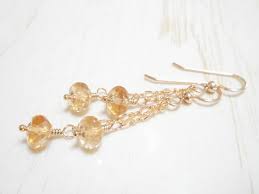 Citrine Earrings: 14k Gold Filled Chain Dangle, November ...