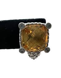 Judith Ripka Sterling Cushion Cut Citrine Diamonique Heart Omega Earrings | eBay