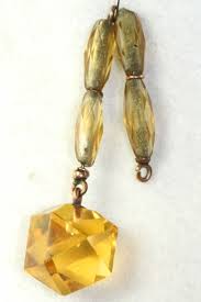 ANTIQUE YELLOW LEAD CRYSTAL FACETED WATCH FOB CHARM | eBay