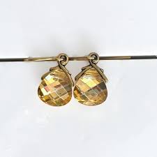 Crystal Metallic Flat Briolette Earrings in Silver or Gold ...