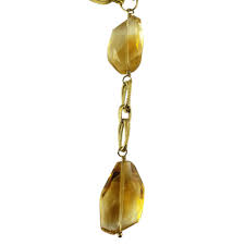 Late 20th Century 14 Karat Yellow Gold Citrine Bead Lariat ...