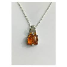 Vintage Square Baltic Amber Pendant Necklace. For Sale at ...