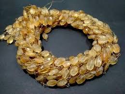 3 Feet Natural Citrine Oval Faceted 5x8-6x9mm Beads Gold Wire Chain OR39 | eBay