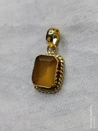 14K Gold Plated Yellow Sapphire Pendant: Handmade Astrological Rashi Ratan - Etsy