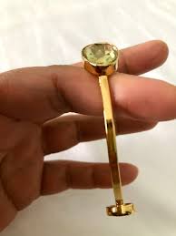 Gold Plated Bangle With Lemon Quartz Rose Cut Slices - Etsy