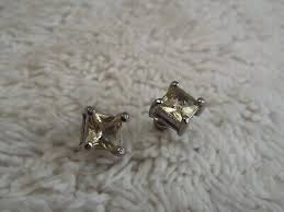 Silvertone Square Rhinestone Post Stud Pierced Earrings (D15 ...