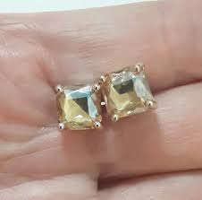 Rhinestone Silver Studs Earrings 8mm Square | eBay