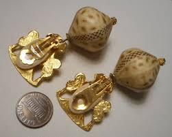 Vintage Les Bernard Ethnic Mayan Gold-tone Deity & Bead Drop ...