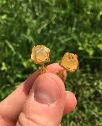 Citrine (Treated) Raw Natural Stud Earrings | New Moon ...
