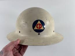 1954 Civil Defense Helmet Arm Band & Card WW2 homefront LOT ...