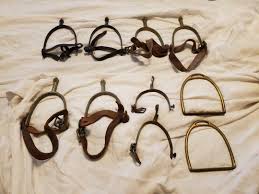 VINTAGE CHILD'S RIDING STIRRUPS & SPURS WITH LEATHER STRAPS ...