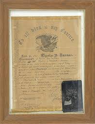 Lot - FRAMED CIVIL WAR DISCHARGE CERTIFICATE Issued to ...