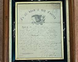 Beautifully Framed 1865 Civil War Discharge Papers for Jacob ...