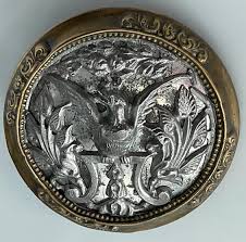 Large Bird Pedestal Perch Antique Metal Picture Button Old ...