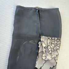 Citron Santa Monica Women's Blouse Teal Gray Floral V Neck Layer Button Size M | eBay