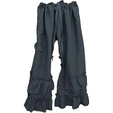 Womens Casual Ruffled Loose Pocket Pants Plus Size Cotton Linen Folds Pants Wide Leg Solid Color Hem Elastic Waisted Trousers (Dark Gray,XX-Large) at Amazon Women's Clothing store