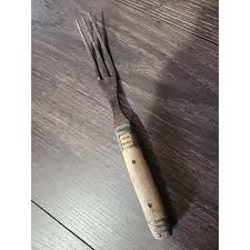 Antique Civil War Era Fork 3 Tine Eating Utensil Wood Steel ...