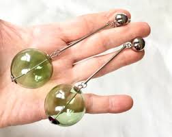 Vintage 80s Large Pale Green Glass Bubbles and Silver Tone ...